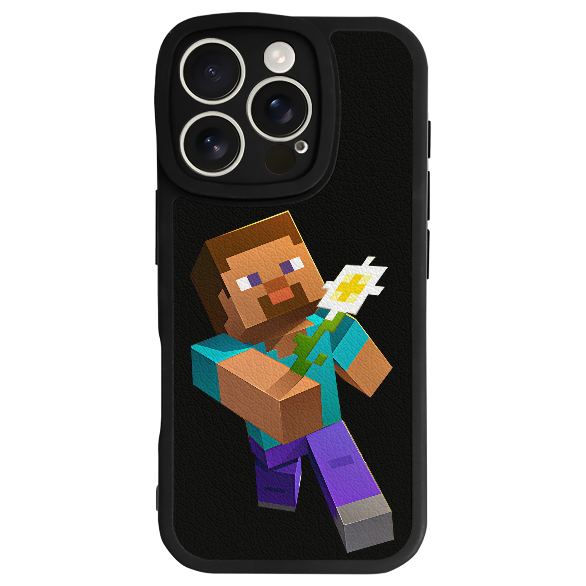 （画像用） マインクラフト ブロックの世界 Minecraft MC Block world 【iPhone 16シリーズ対応】シリコンスマホケース（レザー調） 材質：シリコン